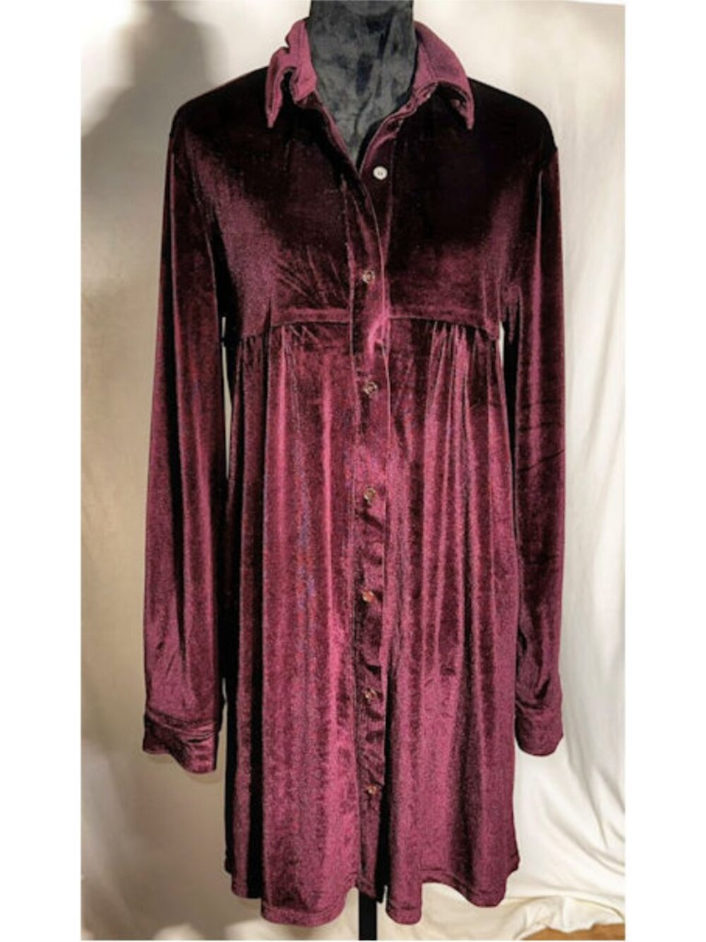 la miel Purple Velvet Dress, Smock Style, Medium